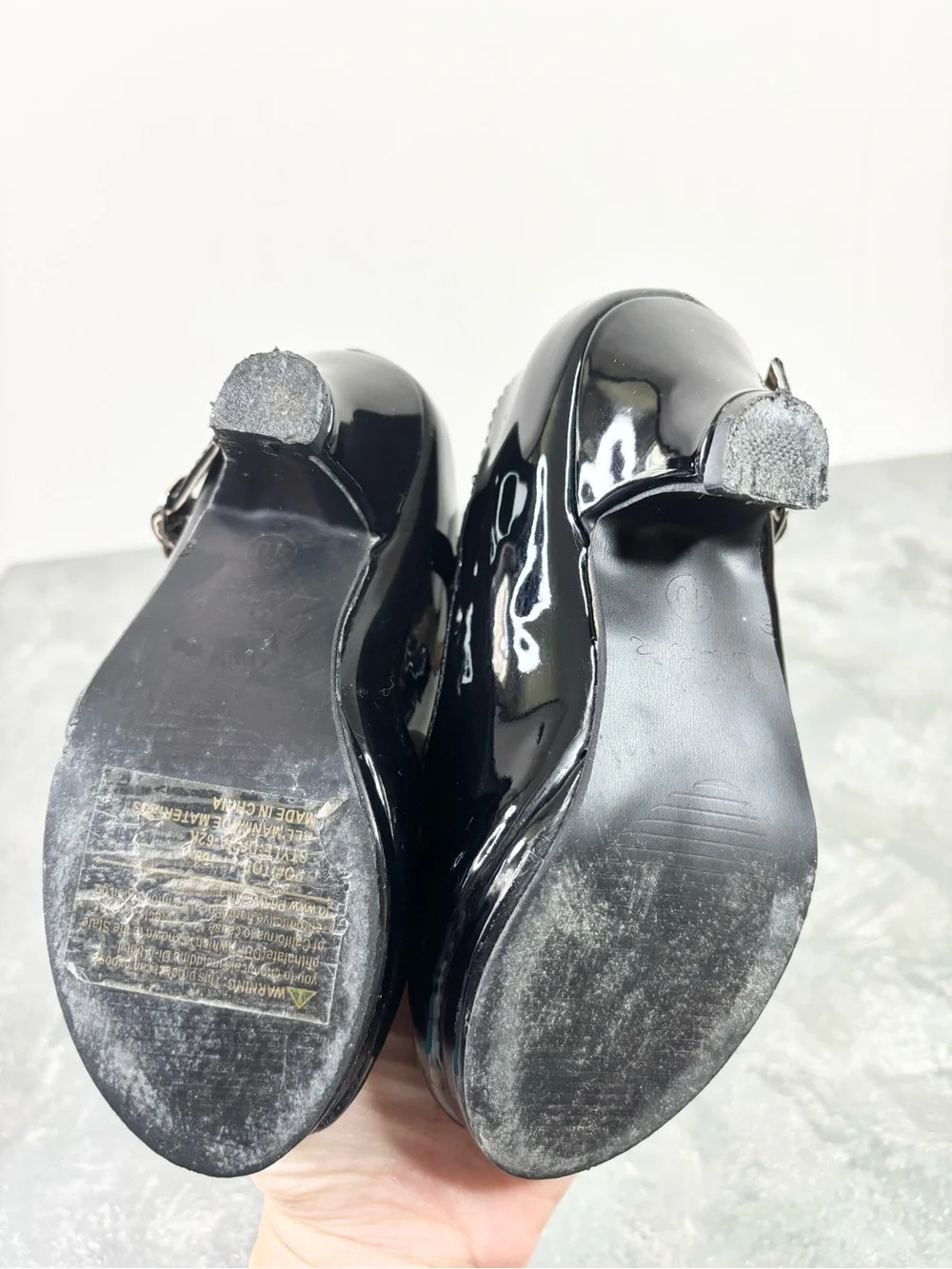 Girls Patent leather black Bow Mary Jane Shoes heels dressy fancy size 10